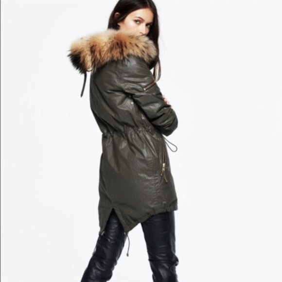 SAM. Jackets & Coats Sam Nyc Luxe Limelight Parka Large Fur Hood Quilt Lined Coat Army Green